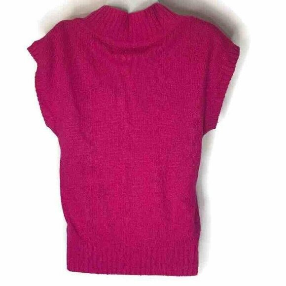 Rainbow Ridge Sweater Womens M Pink Short Sleeve V-Neck Ribbed Knitted Stretch - Picture 3 of 7